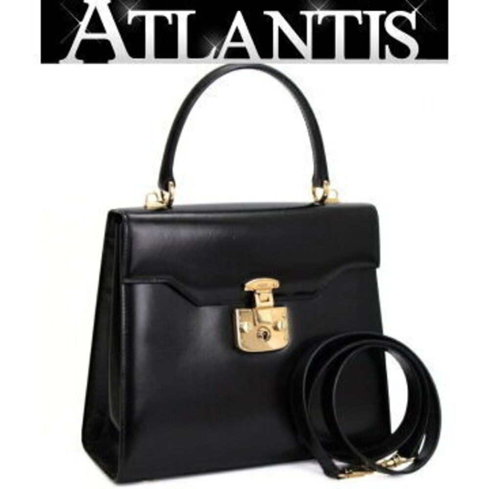 Gucci Lady Lock 2way Handbag Leather Black